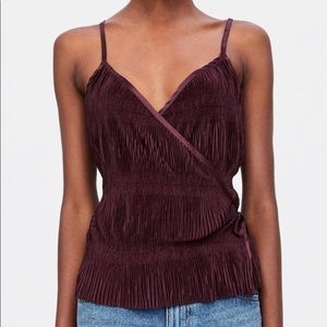ZARA Pleated Wrap Top